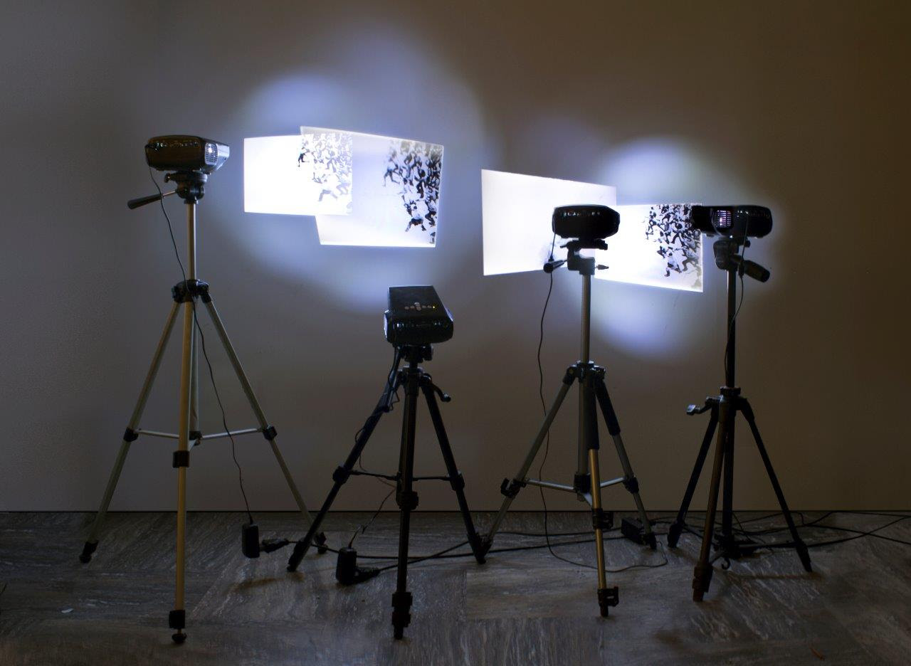 Bahar Samadi - Displacement - Video Installation - 2016 - 4 video projectors, 4 tripods - 4 videos with different length (loop)
